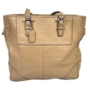 Coach East West Gallery Large Shoulder Bag #F10413 Tan Leather Tote Purse Used